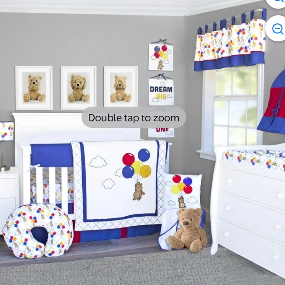 Bears and Balloons, Red, Blue, &Yellow 5 Piece Baby Crib Bedding Set Pam Grace